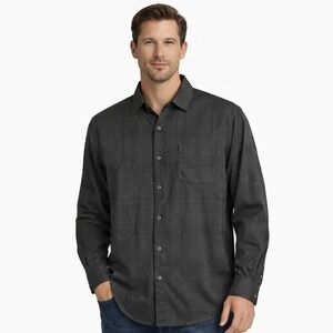 Tommy Bahama Mens Large Black 100% Silk Textured Long Sleeve Button Down Shirt